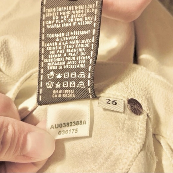 7 FOR ALL MANKIND SKINNY CREAM FAUX SUEDE PANTS SIZE 26 - Picture 14 of 15